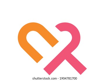 The love logo is formed from the orange c letter and the pink r letter