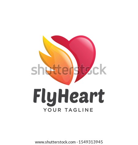 love logo gradient simple clean. love wings clean simple logo gradient 3d.