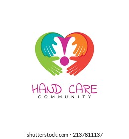 Love logo with han care logo template , colorful icon