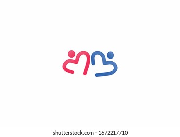 love logo - heart and people symbol vector concept