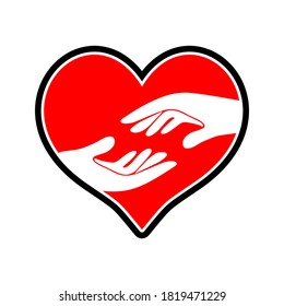 icono del logotipo de amor con la mano en su vector