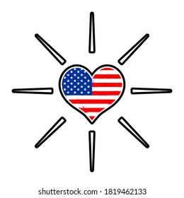 Love logo icon with usa flag vector