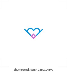 Diseño inicial de la letra M del logotipo de amor