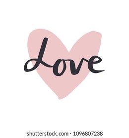 Love logo, label. Hand drawn heart. Clipart, isolated details.