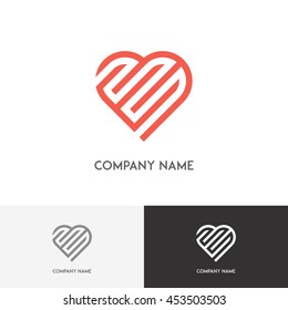 Love logo - labyrinth and heart on the white background