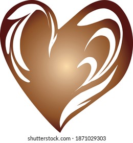 logotipo de amor con motivos de batik de hoja grabado en el interior