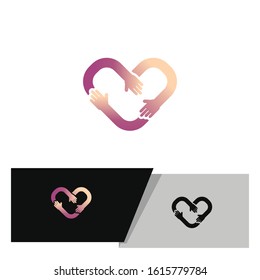 love logo made out of three connecting hands