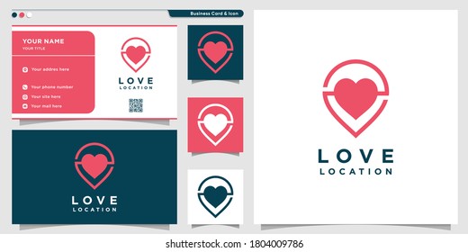 Love logo with modern concept and business card design template Premium Vector