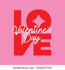 Love logo with modern pink text. Hand drawn lettering illustration for celebrating happy Valentine's Day. Short phrase for valentines t shirt design, wallpaper, banner, poster, card.