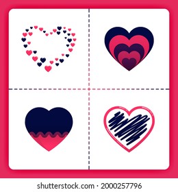 Love logo on the theme of stacks, doodles, love sprinkle. Can be used for business romance, wedding organizer, matchmaking agency, invitation, valentine, girls stuff