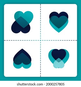 Love logo with with pairs, transparent and stacked. Can be used for business romance, wedding organizer, matchmaking agency, invitation, valentine, girls stuff