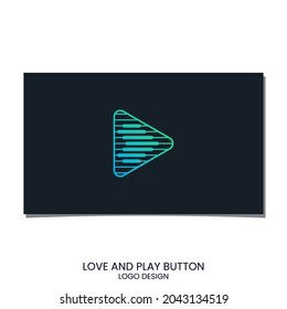 LOVE LOGO AND PLAY BUTTON DESIGN VECTOR