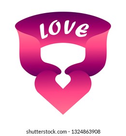 love logo, ribbon with love word and love logo template