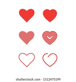 Love logo. Set of heart vector logo. Line art and flat design templates - Vector