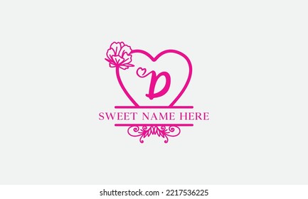 Love logo sign letters with name and valentines day and dating logo vector. love and heart monogram for love romantic passion or wedding day design.
