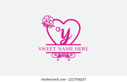 Love logo sign letters with name and valentines day and dating logo vector. love and heart monogram for love romantic passion or wedding day design.