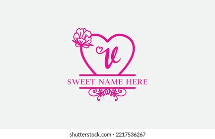 Love logo sign letters with name and valentines day and dating logo vector. love and heart monogram for love romantic passion or wedding day design.