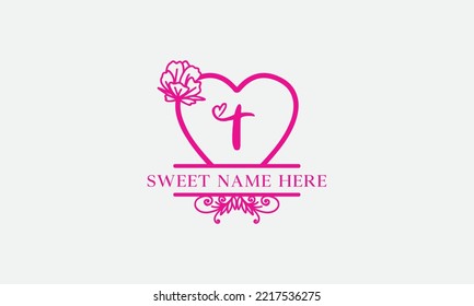 Love logo sign letters with name and valentines day and dating logo vector. love and heart monogram for love romantic passion or wedding day design.
