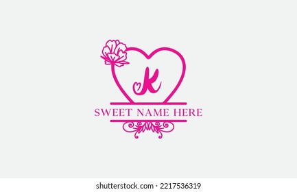 Love logo sign letters with name and valentines day and dating logo vector. love and heart monogram for love romantic passion or wedding day design.