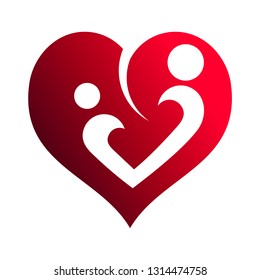 love logo, silhouette people in love logo template