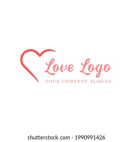 Love logo with a simple design. pink composition.