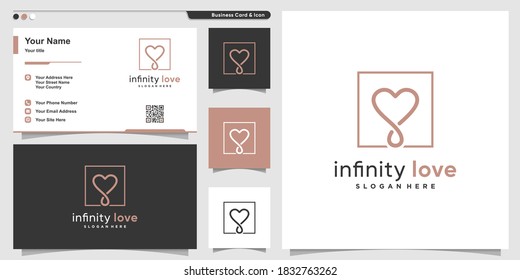 Love logo with smooth modern infinity line art style Premium Vector