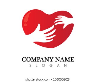 Love Logo and symbols Vector Template icons app hand careful care and education heart symbol 

