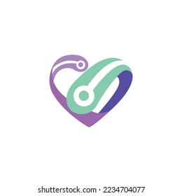 love logo with technology design