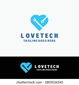 Love Logo Technology Icon. Digital Vector Modern Symbol. Company Logo Design Inspiration.