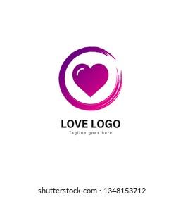 Love logo template design. Love logo with modern frame isolated on white background