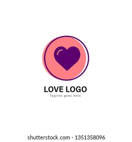 Love logo template design. Love logo with modern frame isolated on white background