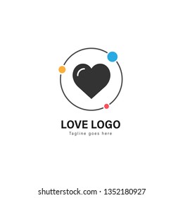 Love logo template design. Love logo with modern frame isolated on white background