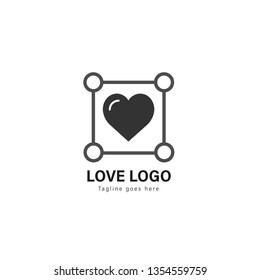 Love logo template design. Love logo with modern frame isolated on white background