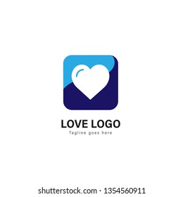 Love logo template design. Love logo with modern frame isolated on white background