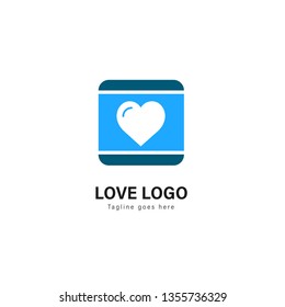 Love logo template design. Love logo with modern frame isolated on white background