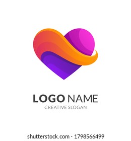 love logo template, modern 3d logo style in gradient vibrant colors