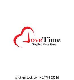 Love logo template. Time logo. Love time logo template. Flat design on white background.