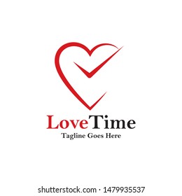 Love logo template. Time logo. Love time logo template. Flat design on white background.