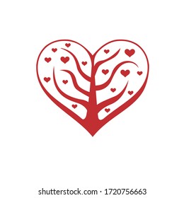 Love logo with tree in vector illustration