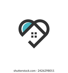 Love logo vector design element icon style with house concept