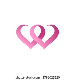 Love logo vector design. Two hearts logo.