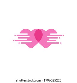 Love logo vector design. Two hearts logo.