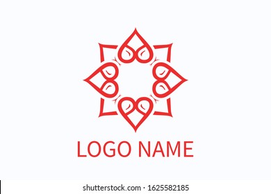 love logo vintage style design from heart icon shape geometrical formation like flower and mandala. For boutique, fashion, health, community, business company.