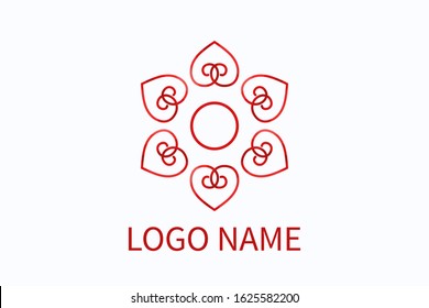 love logo vintage style design from heart icon shape geometrical formation like flower and mandala. For boutique, fashion, health, community, business company.
