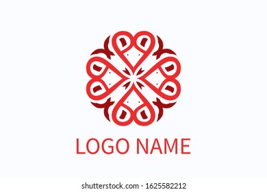 love logo vintage style design from heart icon shape geometrical formation like flower and mandala. For boutique, fashion, health, community, business company.