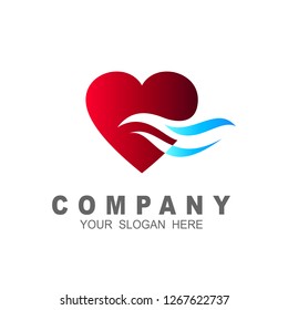 love logo and wave design vector