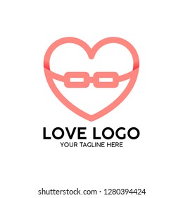 love logon heart with pink graphic creative template