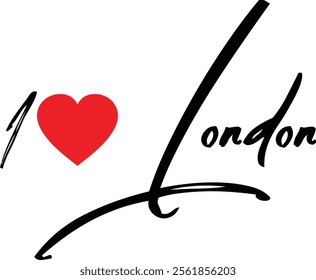 I Love London Country Name Brush Typography Text