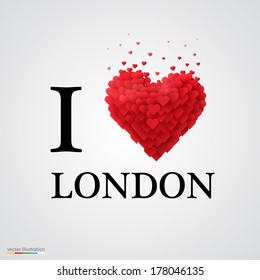 i love London, font type with heart sign.