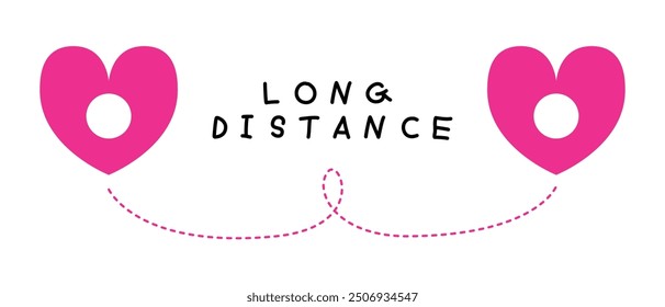 Love long distance sign and symbol for couple and illustration